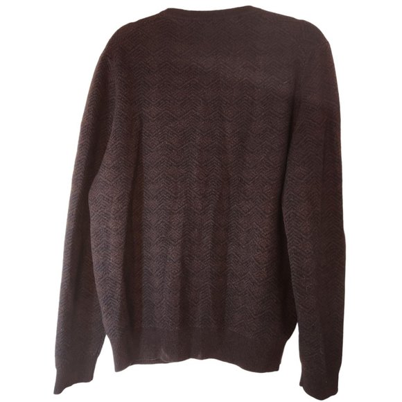 Jos A Bank Reserve Lambs Wool Crewneck Sweater Brown & Black Herringbone Large - Picture 2 of 11